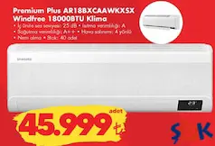 SAMSUNG PREMİUM PLUS WİNDFREE 18000 BTU KLİMA SAMSUNG PREMİUM PLUS WİNDFREE 18000 BTU KLİMA
